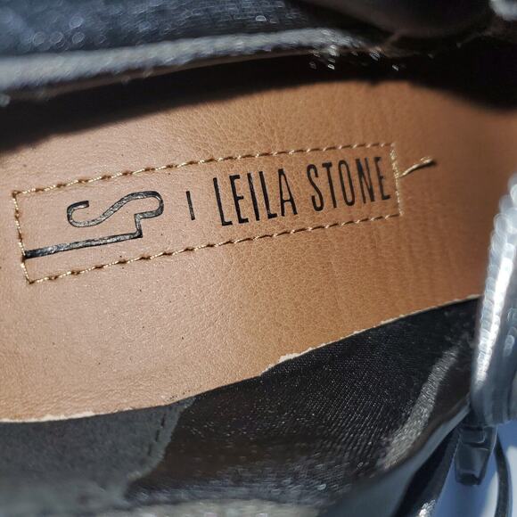 Leila Stone Rayne Suede Lace Up Zip Tall Boots Women 6 Block Heel 3.5" Dark Gray - Picture 15 of 15